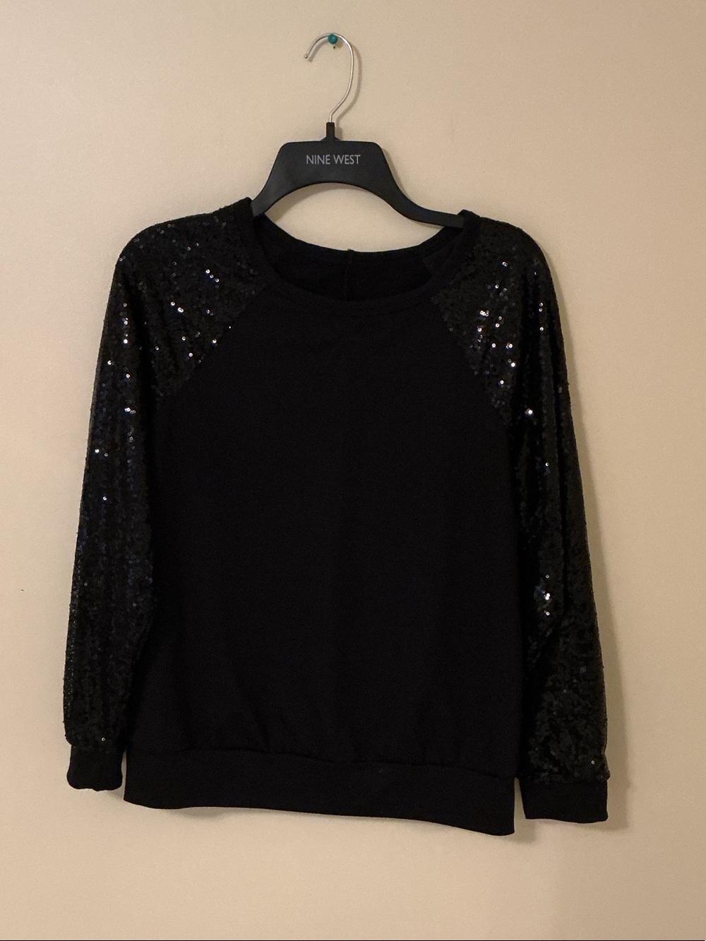 Black Sequin Sleeve Sweatshirt